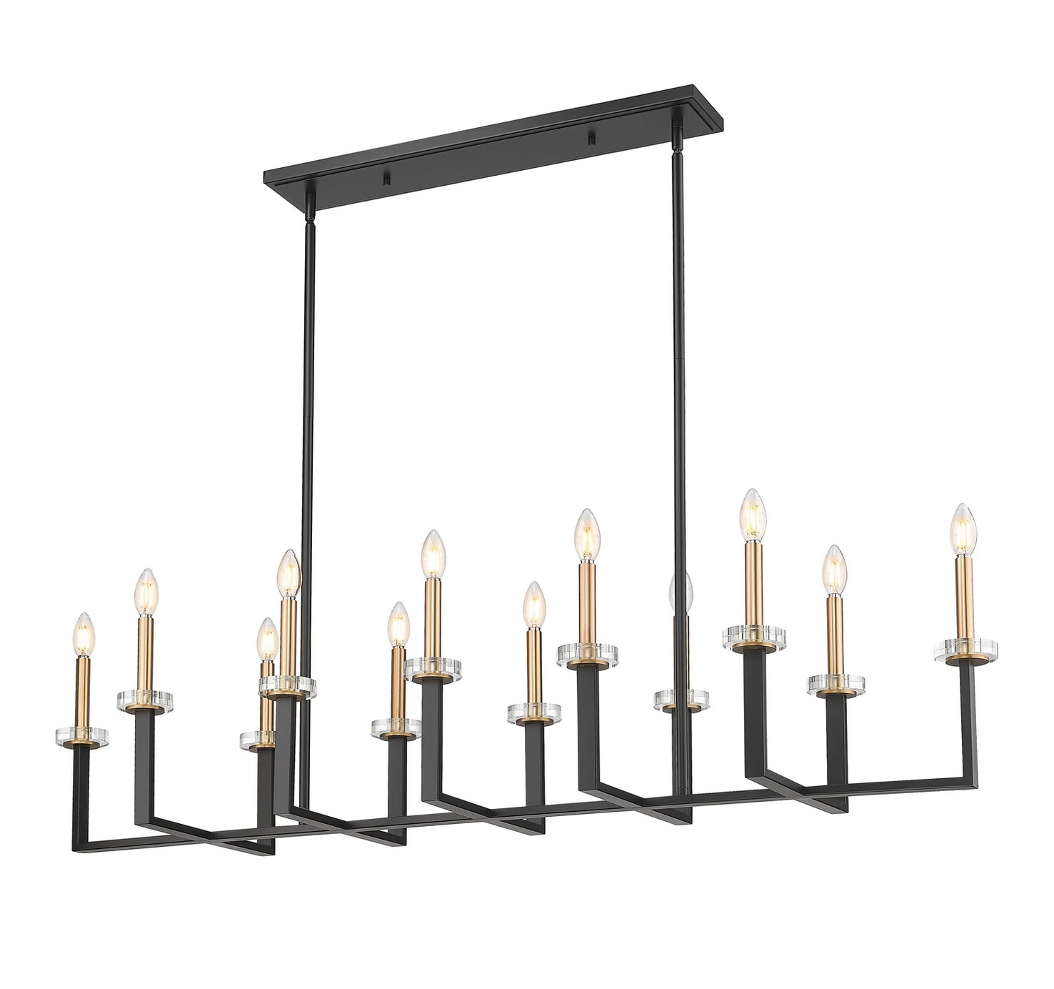 Z-Lite - 6100-12L-MB - 12 Light Linear Chandelier - Gaultier - Matte Black + Modern Gold