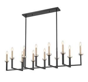 Z-Lite - 6100-12L-MB - 12 Light Linear Chandelier - Gaultier - Matte Black + Modern Gold
