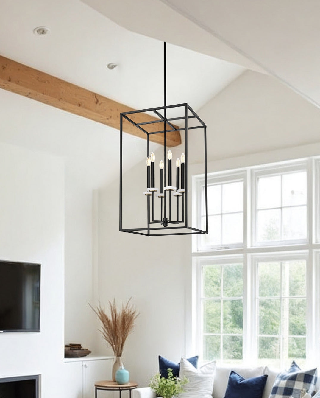 Z-Lite - 6100-32MB - Six Light Chandelier - Gaultier - Matte Black + Modern Gold