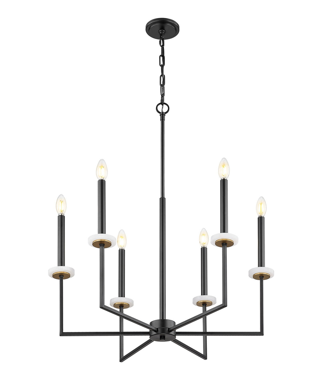 Z-Lite - 6100-6MB - Six Light Chandelier - Gaultier - Matte Black + Modern Gold