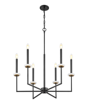 Z-Lite - 6100-6MB - Six Light Chandelier - Gaultier - Matte Black + Modern Gold