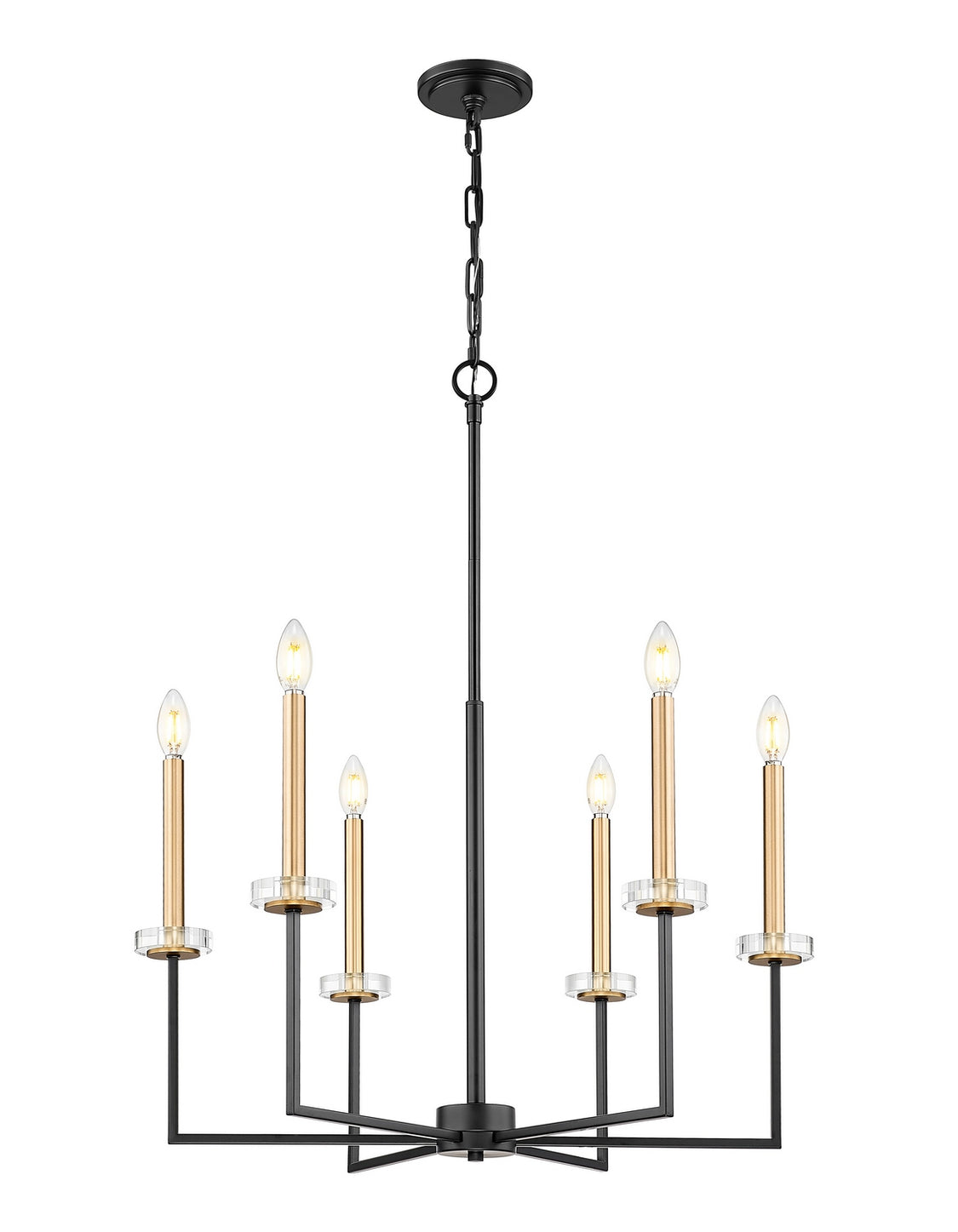 Z-Lite - 6100-6MB - Six Light Chandelier - Gaultier - Matte Black + Modern Gold