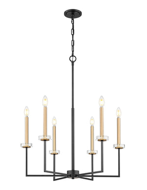 Z-Lite - 6100-6MB - Six Light Chandelier - Gaultier - Matte Black + Modern Gold