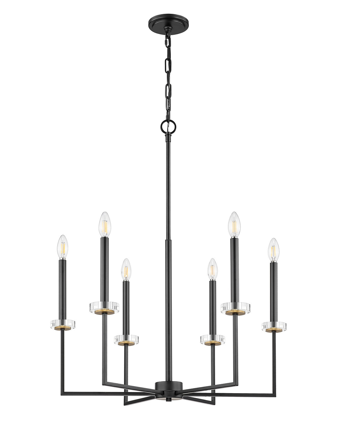 Z-Lite - 6100-6MB - Six Light Chandelier - Gaultier - Matte Black + Modern Gold
