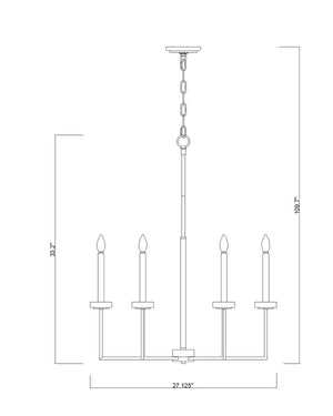 Z-Lite - 6100-6MB - Six Light Chandelier - Gaultier - Matte Black + Modern Gold