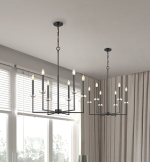 Z-Lite - 6100-6MB - Six Light Chandelier - Gaultier - Matte Black + Modern Gold