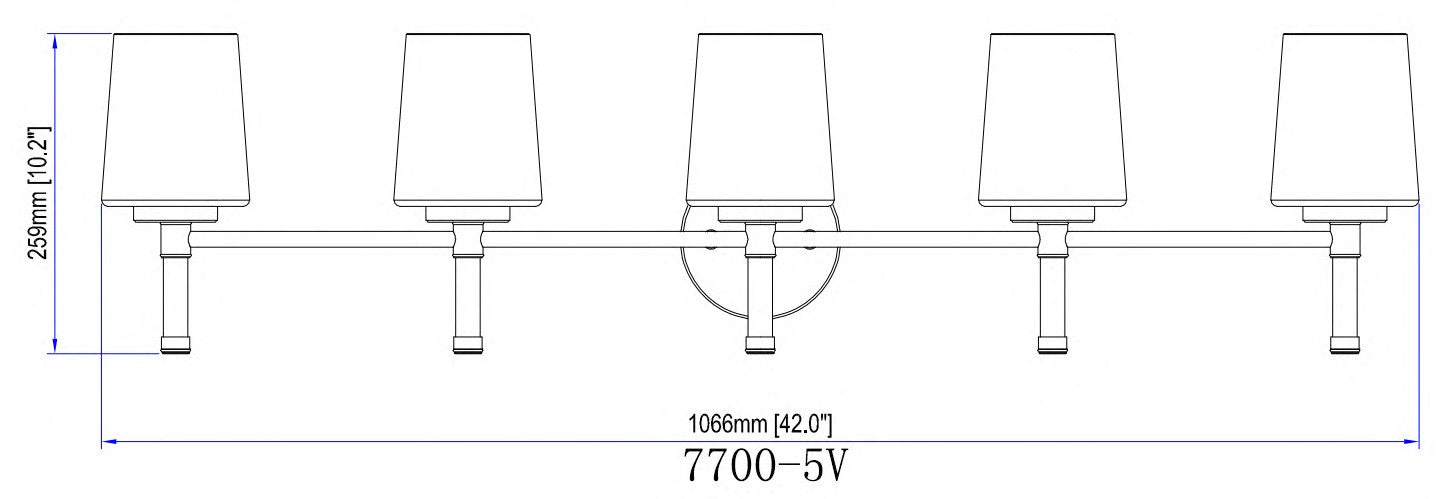 Z-Lite - 7700-5V-MGLD - Five Light Vanity - Henri - Modern Gold