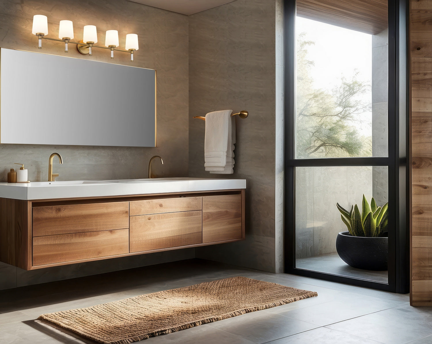 Z-Lite - 7700-5V-MGLD - Five Light Vanity - Henri - Modern Gold