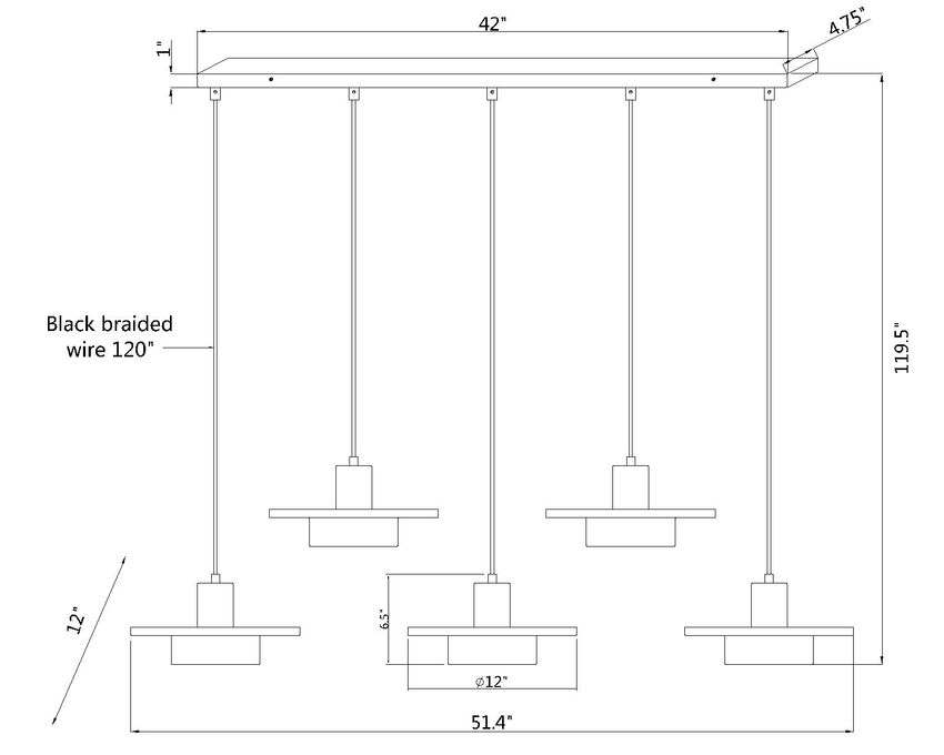 Z-Lite - 829P12-5L-BN-LED - LED Linear Chandelier - Ludo - Brushed Nickel