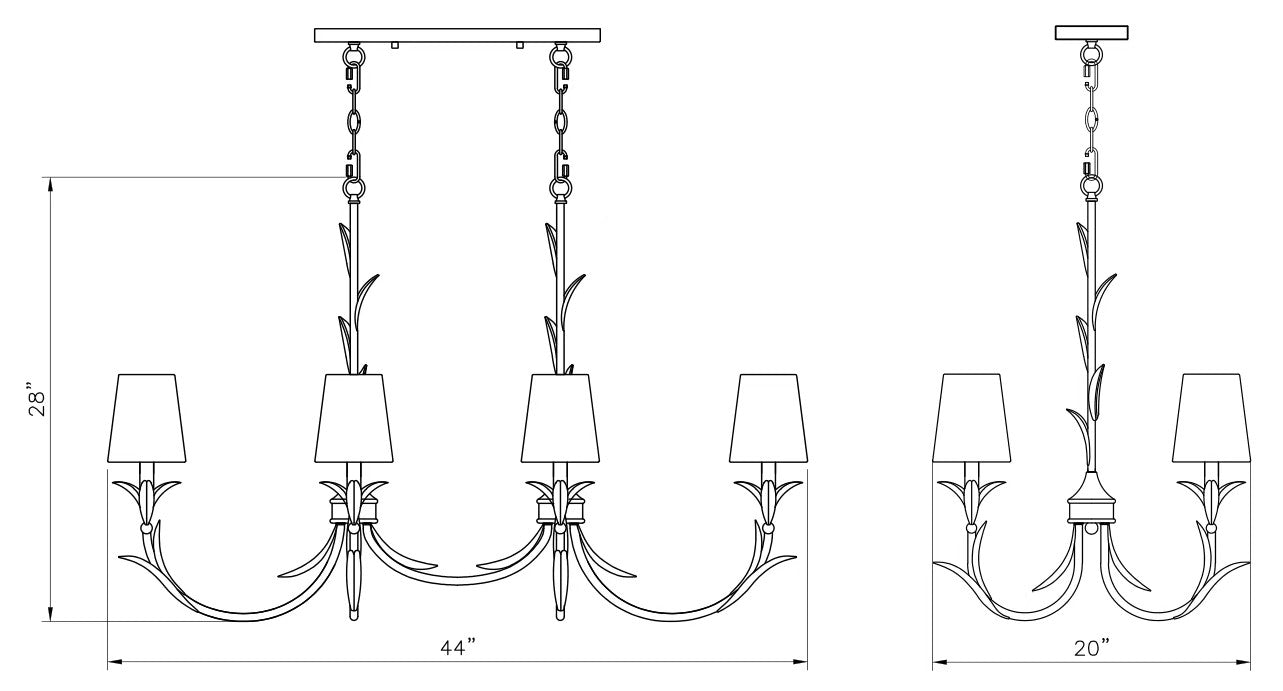 Z-Lite - 830-44L-GLF - Six Light Linear Chandelier - Aslin - Gold Leaf