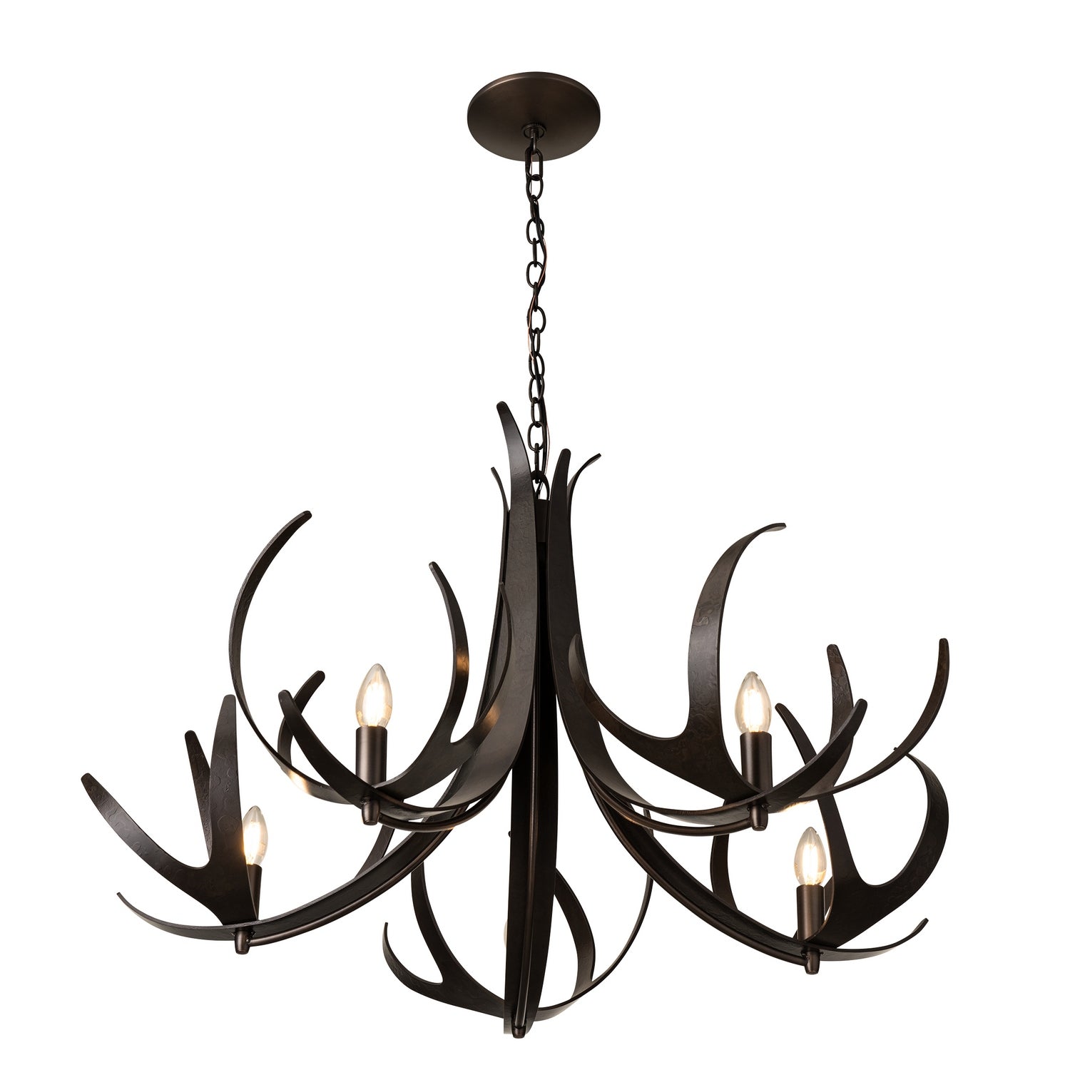 Hubbardton Forge - 101325-SKT-07 - Caribou 5-Light Chandelier - Caribou - Dark Smoke