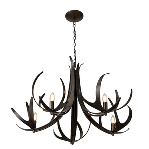 Hubbardton Forge - 101325-SKT-07 - Caribou 5-Light Chandelier - Caribou - Dark Smoke