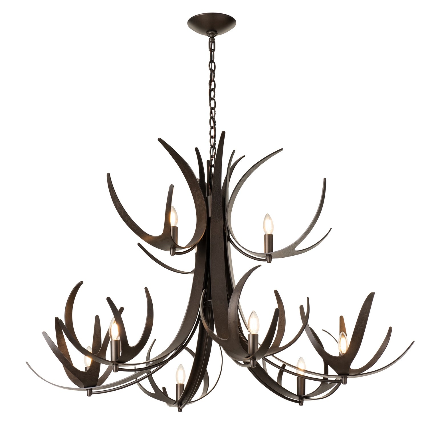 Hubbardton Forge - 101326-SKT-07 - Caribou 9-Light Tiered Chandelier - Caribou - Dark Smoke