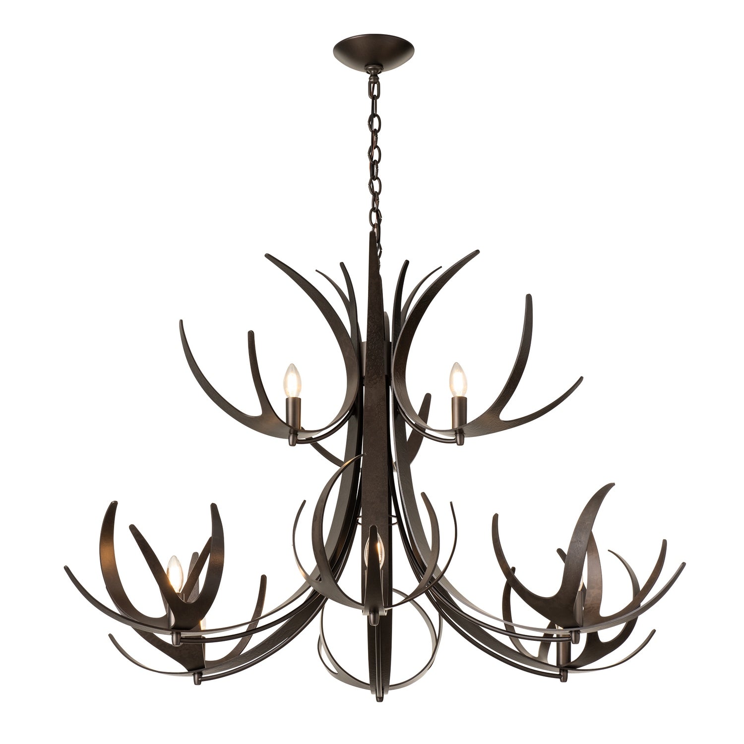 Hubbardton Forge - 101326-SKT-07 - Caribou 9-Light Tiered Chandelier - Caribou - Dark Smoke
