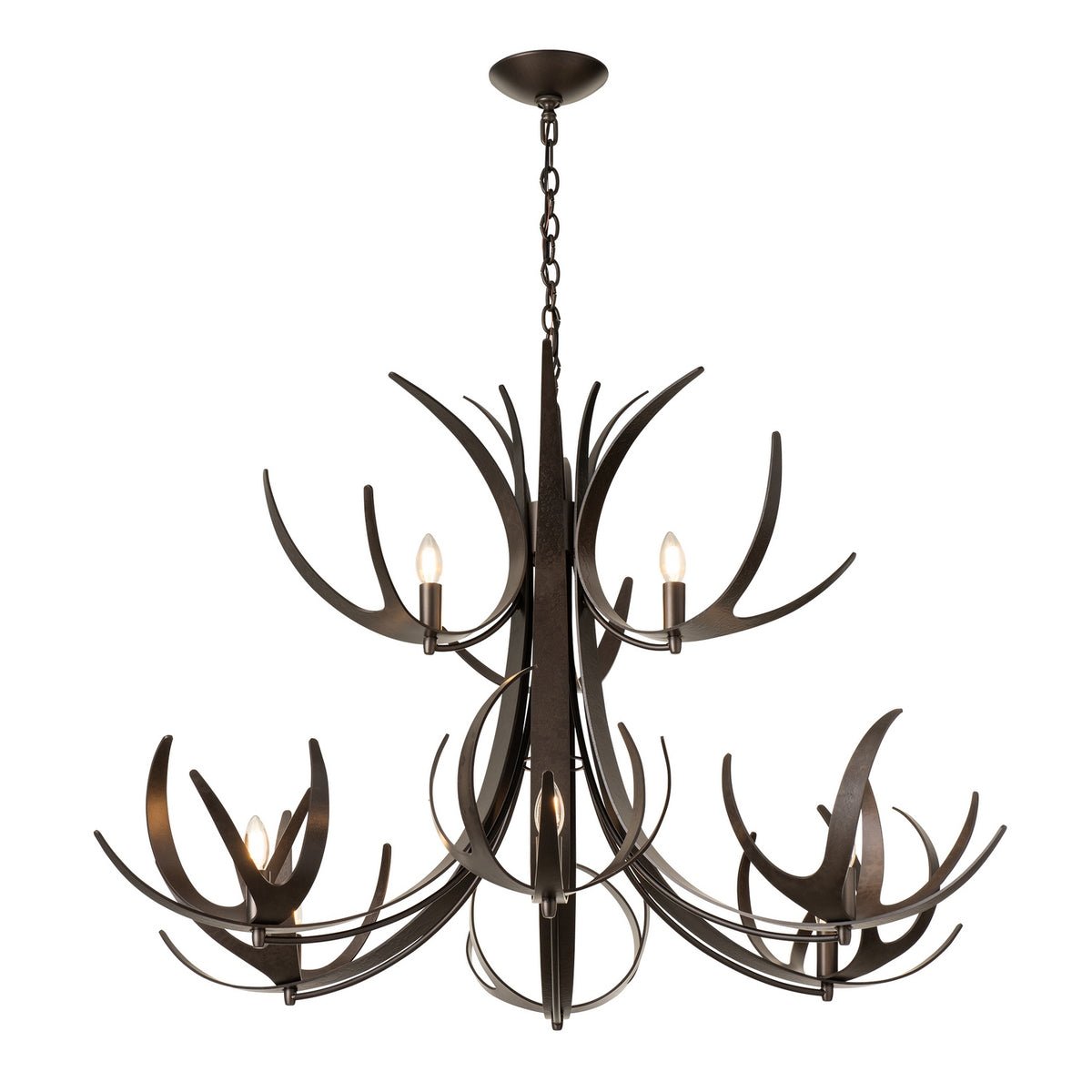 Hubbardton Forge - 101326-SKT-07 - Caribou 9-Light Tiered Chandelier - Caribou - Dark Smoke