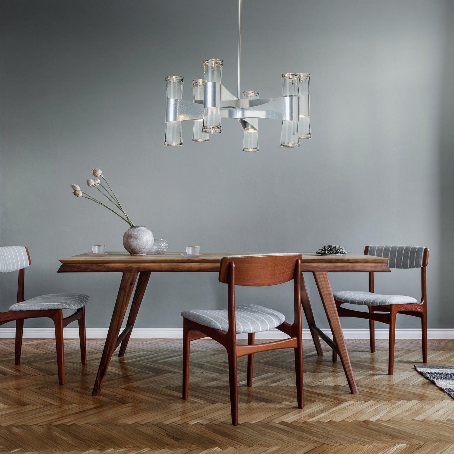 Hubbardton Forge - 131008-SKT-MULT-85-ZM0888 - Bellis 6-Arm 12-Light Round Chandelier - Bellis - Sterling