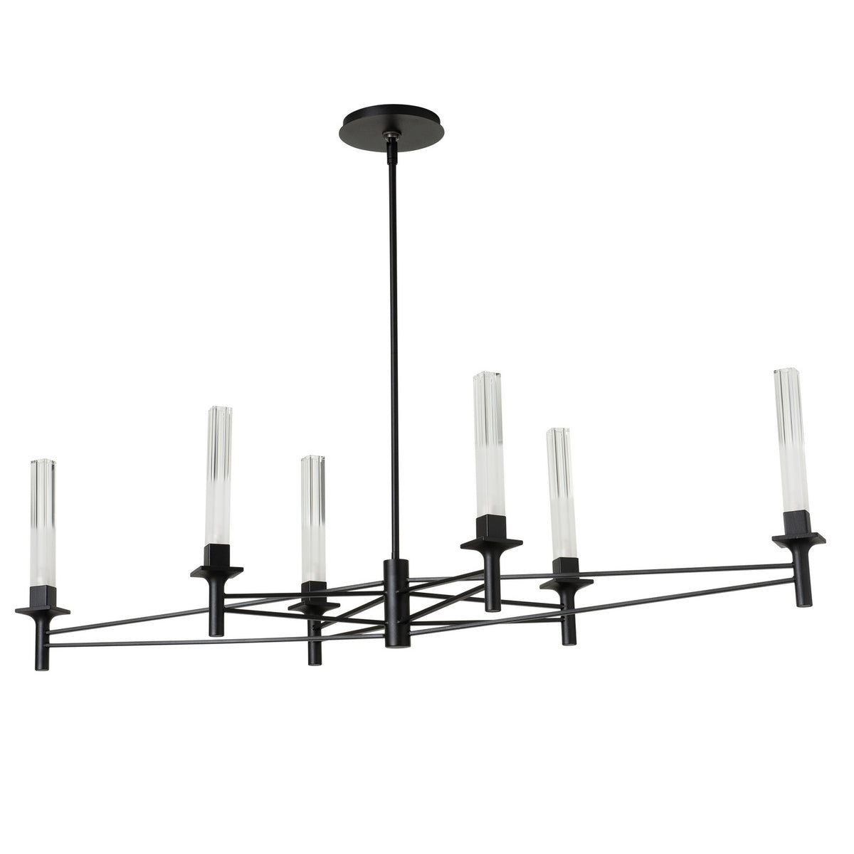 Hubbardton Forge - 131623-SKT-MULT-10-WC0887 - Truss 6-Arm Linear Chandelier - Truss - Black