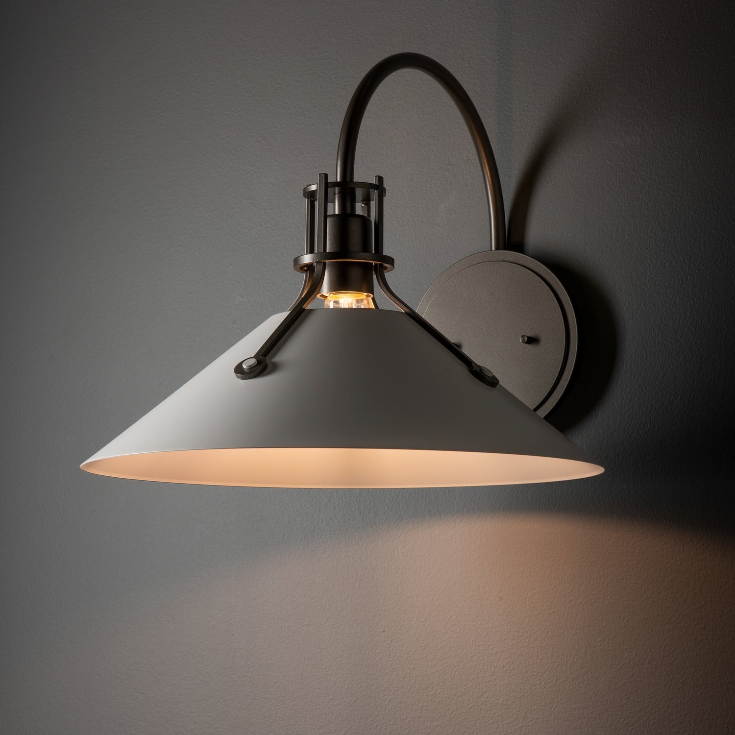 Hubbardton Forge - 209321-SKT-07-02 - Henry Large Metal Shade Sconce - Henry - Dark Smoke