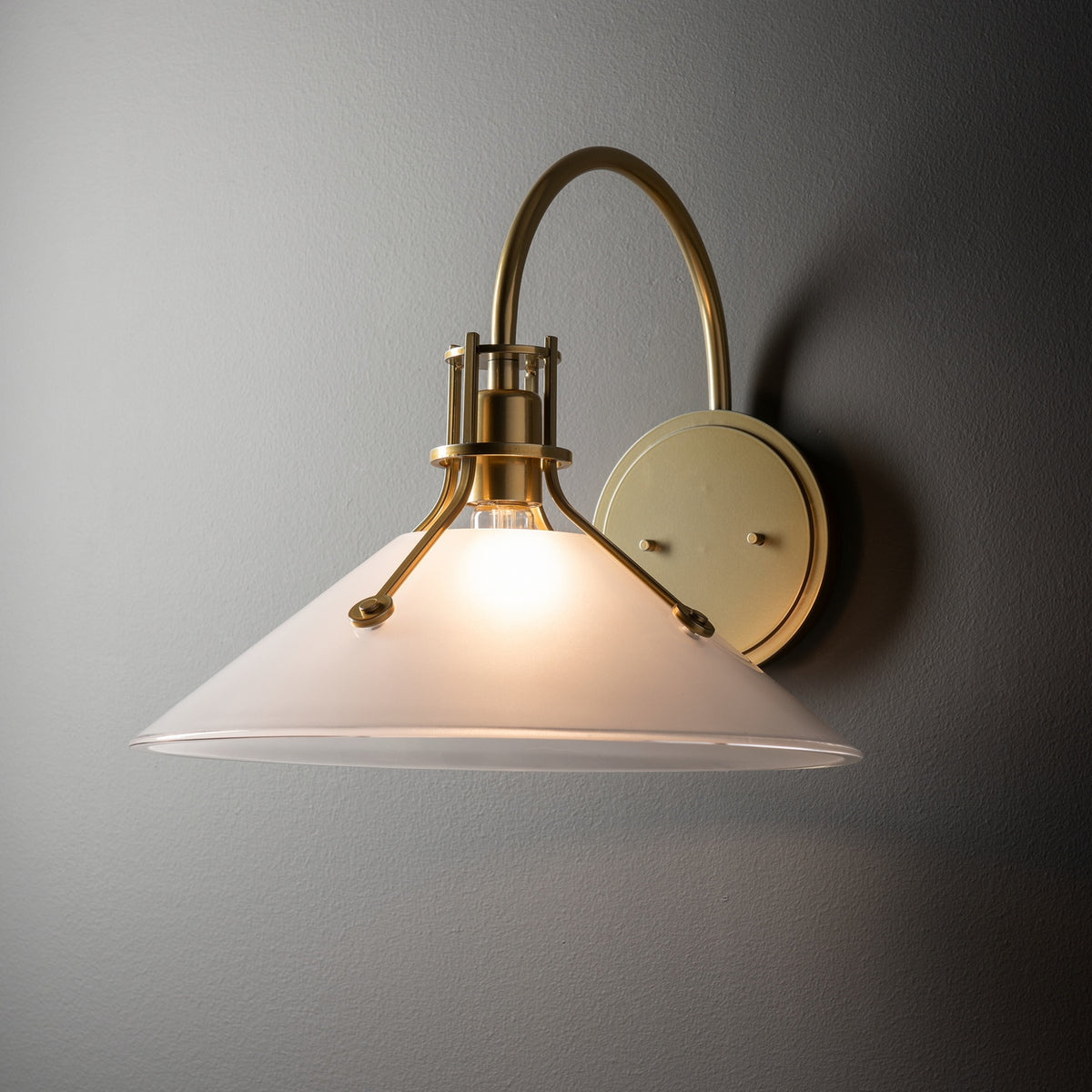 Hubbardton Forge - 209322-SKT-86-FD0686 - Henry Large Glass Shade Sconce - Henry - Modern Brass