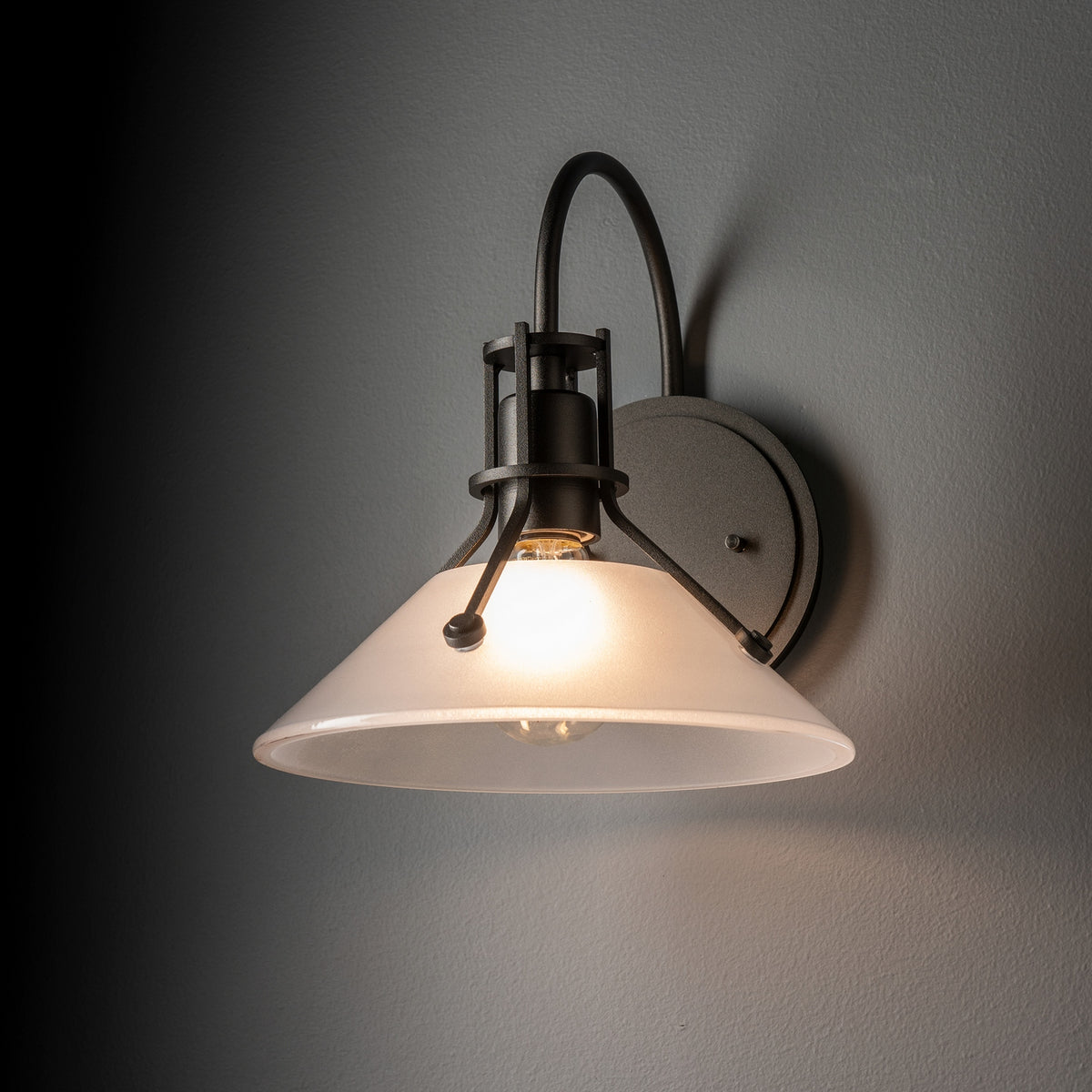 Hubbardton Forge - 209324-SKT-14-FD0673 - Henry Small Glass Shade Sconce - Henry - Oil Rubbed Bronze