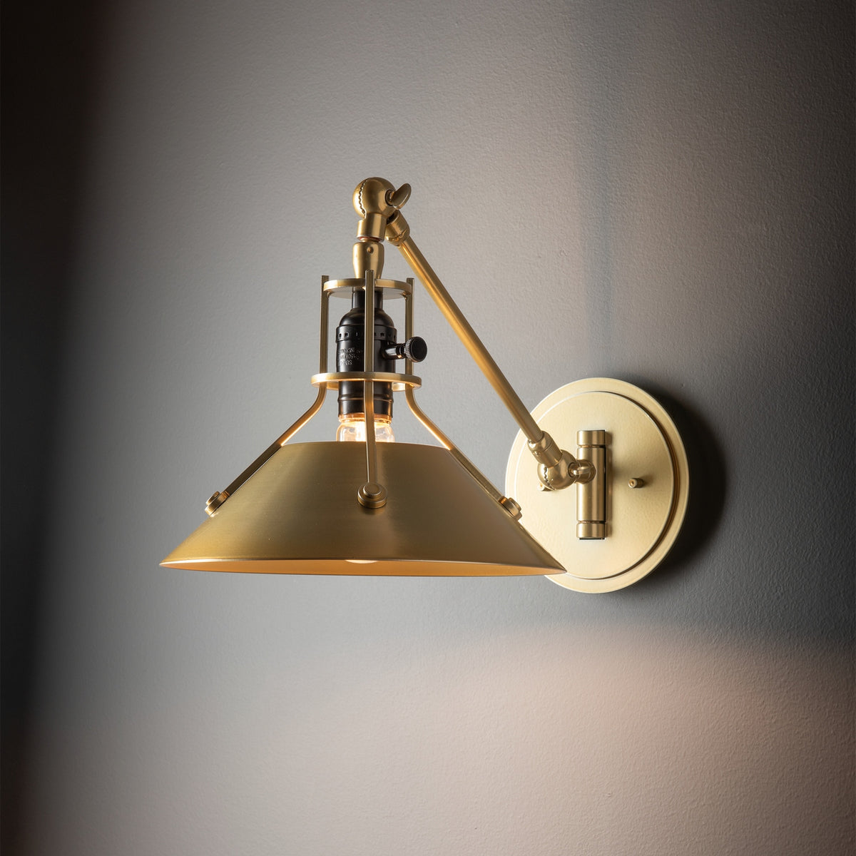 Hubbardton Forge - 209325-SKT-86-86 - Henry Swing Arm Metal Shade Sconce - Henry - Modern Brass
