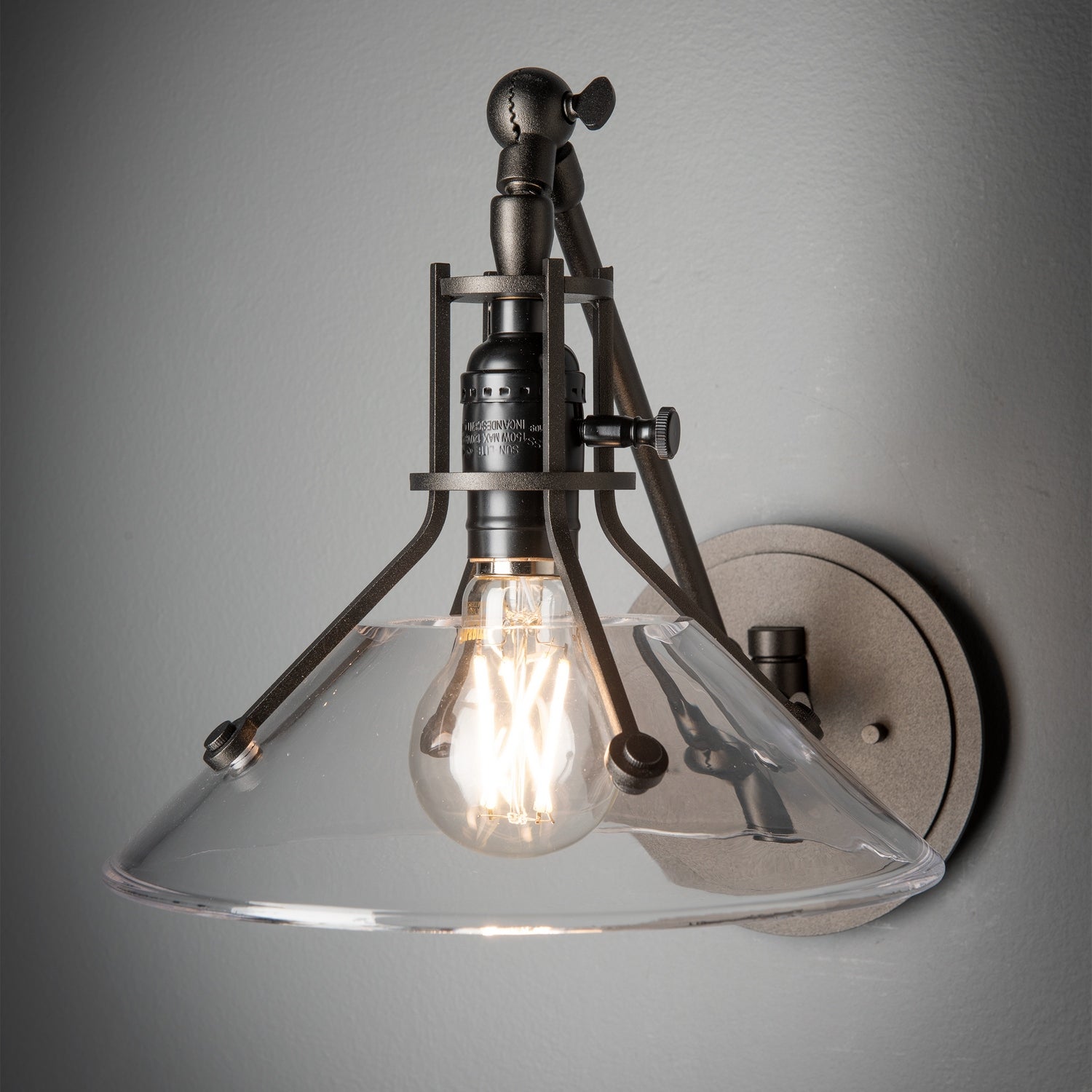 Hubbardton Forge - 209326-SKT-14-ZM0673 - Henry Swing Arm Glass Shade Sconce - Henry - Oil Rubbed Bronze