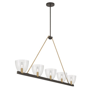 Minka-Lavery - 12727-796 - Five Light Linear Chandelier - Noellea - Dark Bronze