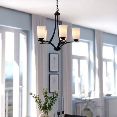 Vaxcel - H0317 - Five Light Chandelier - River Grove - Matte Black