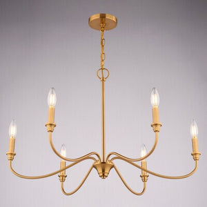 Vaxcel - H0318 - Six Light Chandelier - Annabelle - Muted Brass