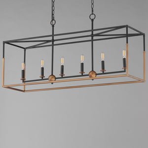 Maxim - 28626BKWBR - Six Light Linear Pendant - SoHo - Black/Weathered Brass