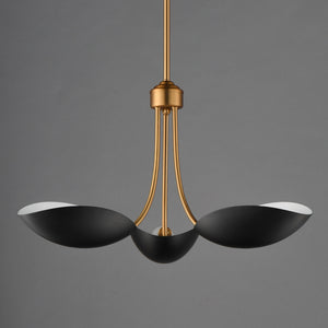 Maxim - 10824BKNAB - Three Light Pendant - Maris - Black / Natural Aged Brass