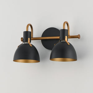 Maxim - 12342BKAB - Two Light Wall Sconce - Dusk - Black / Antique Brass