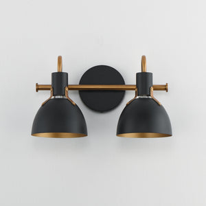 Maxim - 12342BKAB - Two Light Wall Sconce - Dusk - Black / Antique Brass