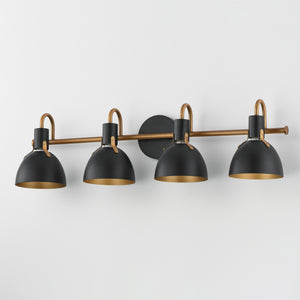 Maxim - 12344BKAB - Four Light Wall Sconce - Dusk - Black / Antique Brass