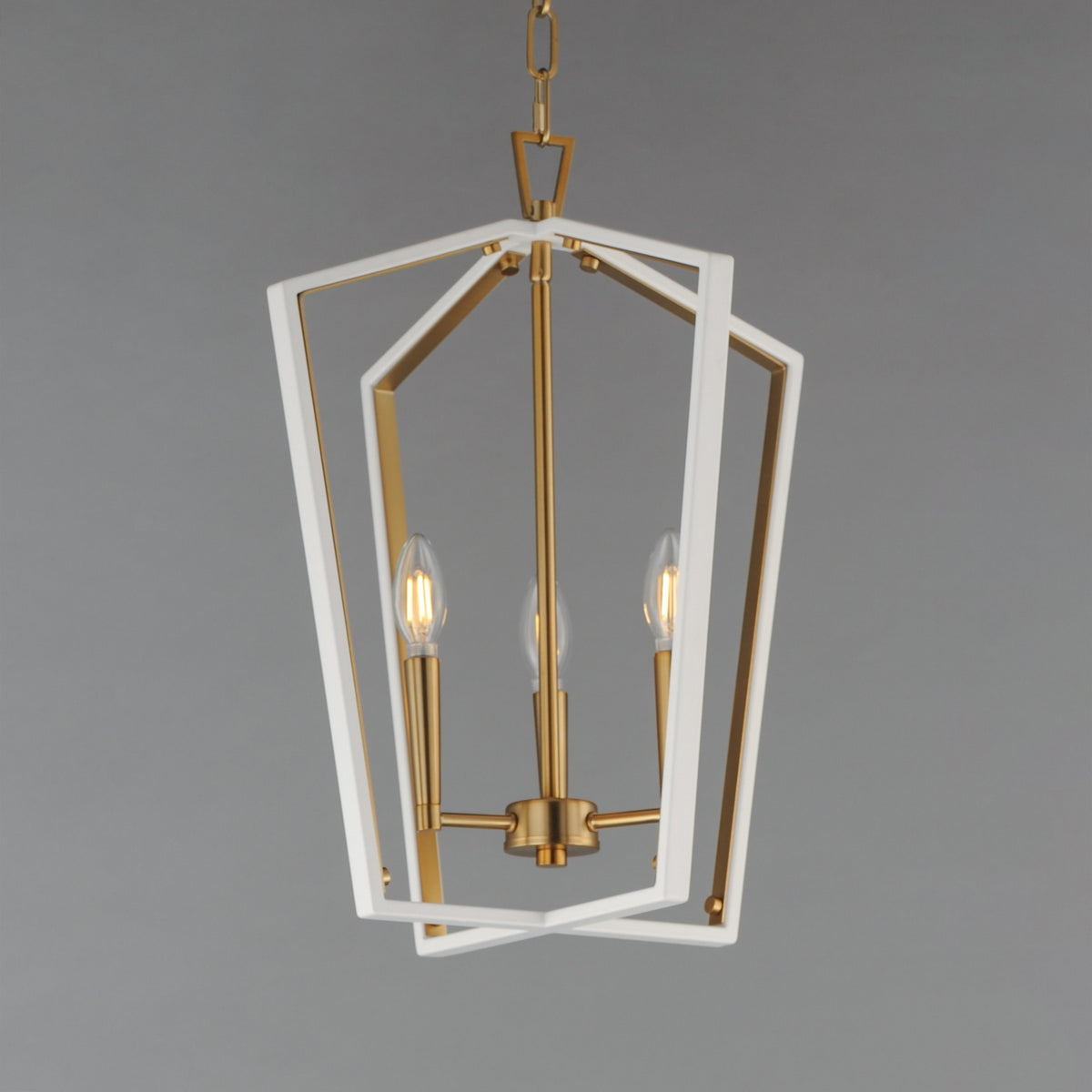 Maxim - 28613WTNAB - Three Light Pendant - Melrose - White/Natural Aged Brass