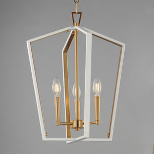 Maxim - 28613WTNAB - Three Light Pendant - Melrose - White/Natural Aged Brass