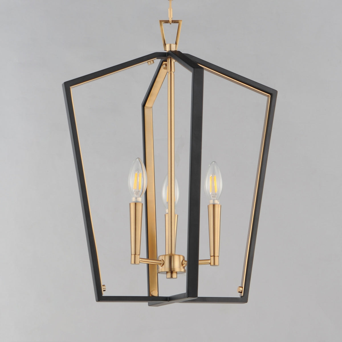 Maxim - 28613BKNAB - Three Light Pendant - Melrose - Black / Natural Aged Brass
