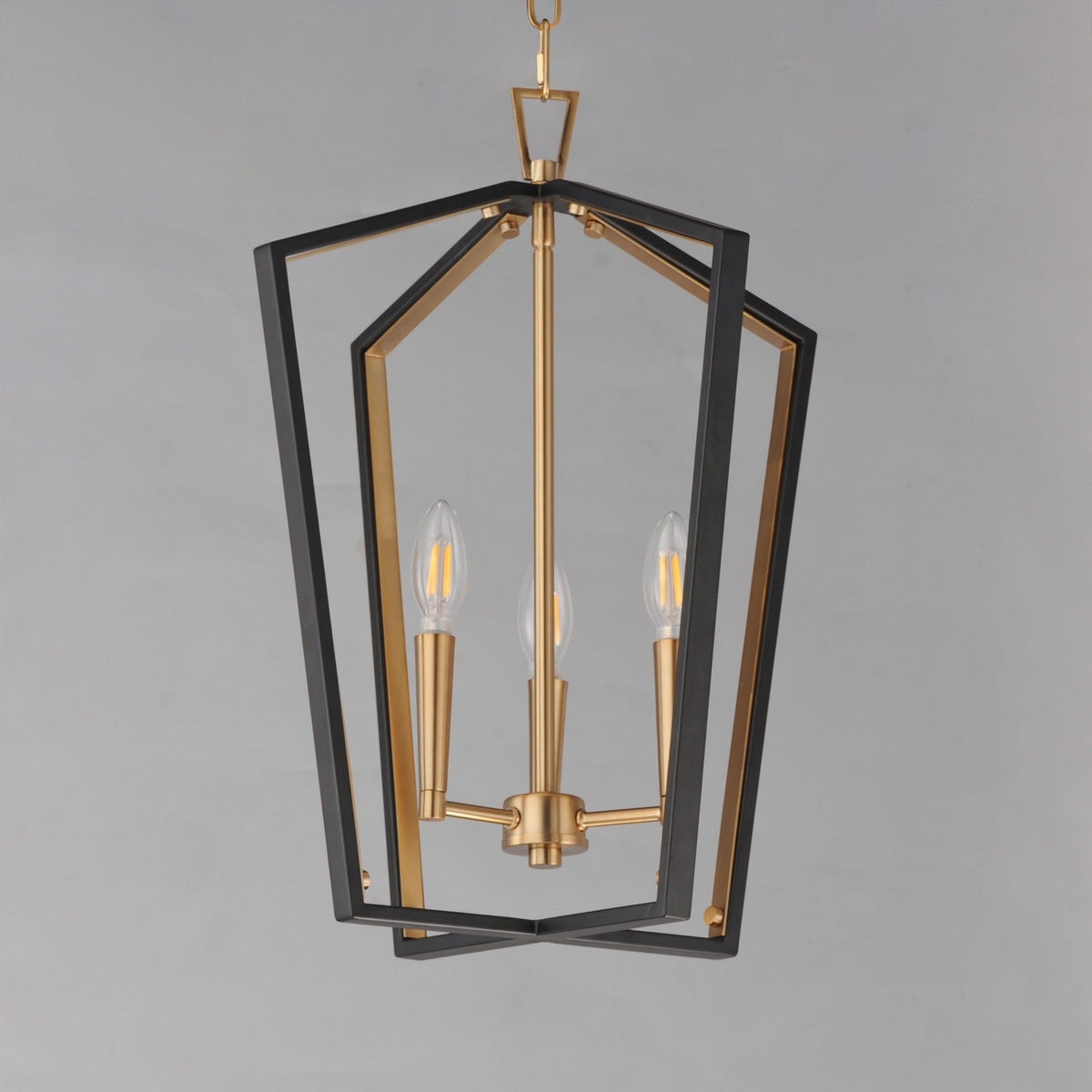 Maxim - 28613BKNAB - Three Light Pendant - Melrose - Black / Natural Aged Brass
