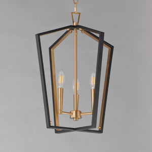 Maxim - 28613BKNAB - Three Light Pendant - Melrose - Black / Natural Aged Brass