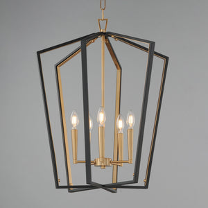 Maxim - 28615BKNAB - Five Light Pendant - Melrose - Black / Natural Aged Brass