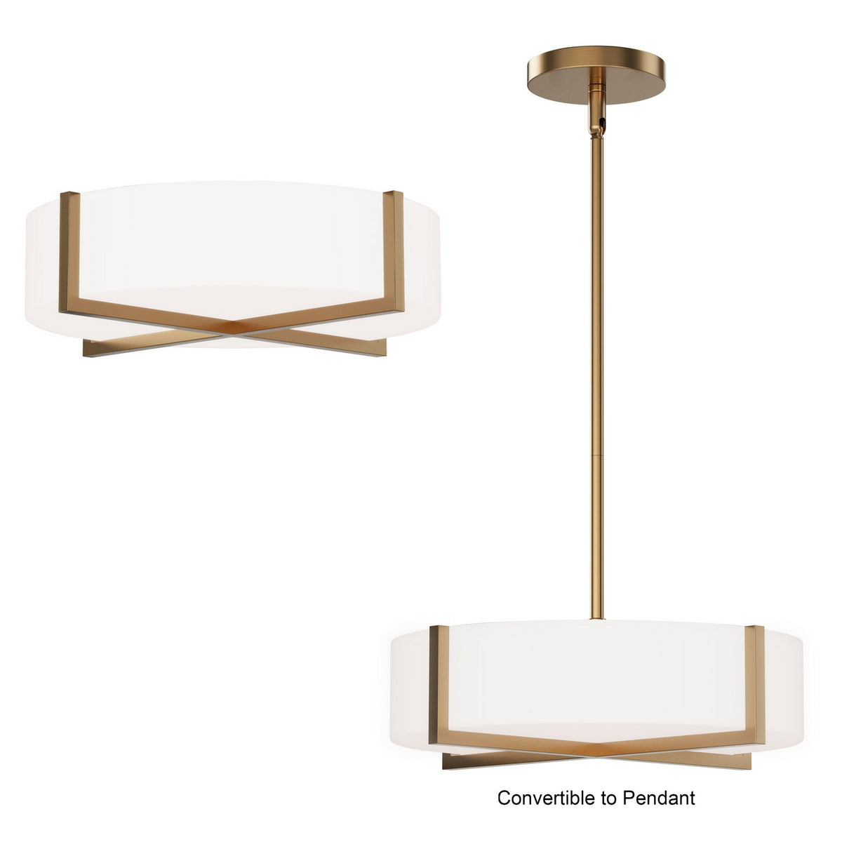 Maxim - 57945WTNAB - LED Flush Mount/ Pendant Convertible - Dexter - Natural Aged Brass