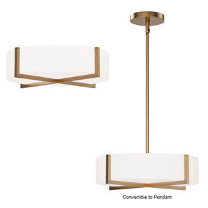 Maxim - 57945WTNAB - LED Flush Mount/ Pendant Convertible - Dexter - Natural Aged Brass