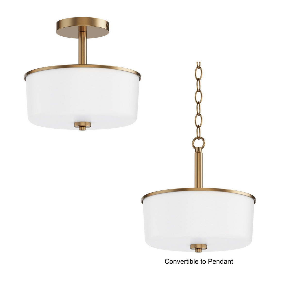 Maxim - 5692WTNAB - Two Light Semi Flush/Pendant Convertible - Fuller - Natural Aged Brass
