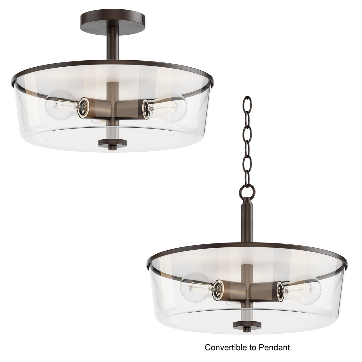 Maxim - 5695CLOI - Three Light Semi Flush/Pendant Convertible - Fuller - Oil Rubbed Bronze
