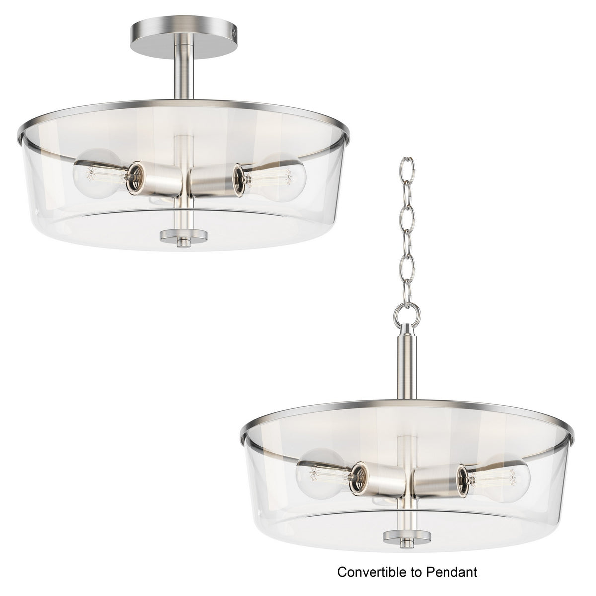Maxim - 5695CLSN - Three Light Semi Flush/Pendant Convertible - Fuller - Satin Nickel