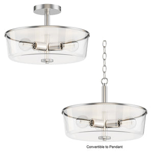 Maxim - 5695CLSN - Three Light Semi Flush/Pendant Convertible - Fuller - Satin Nickel