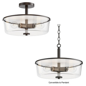 Maxim - 5695CLBK - Three Light Semi Flush/Pendant Convertible - Fuller - Black