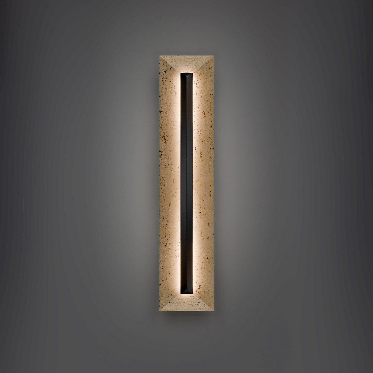 Modern Forms - WSW218628-WV/BK - LED Outdoor Wall Sconce - Bell Tower - Beige Travertine/Black