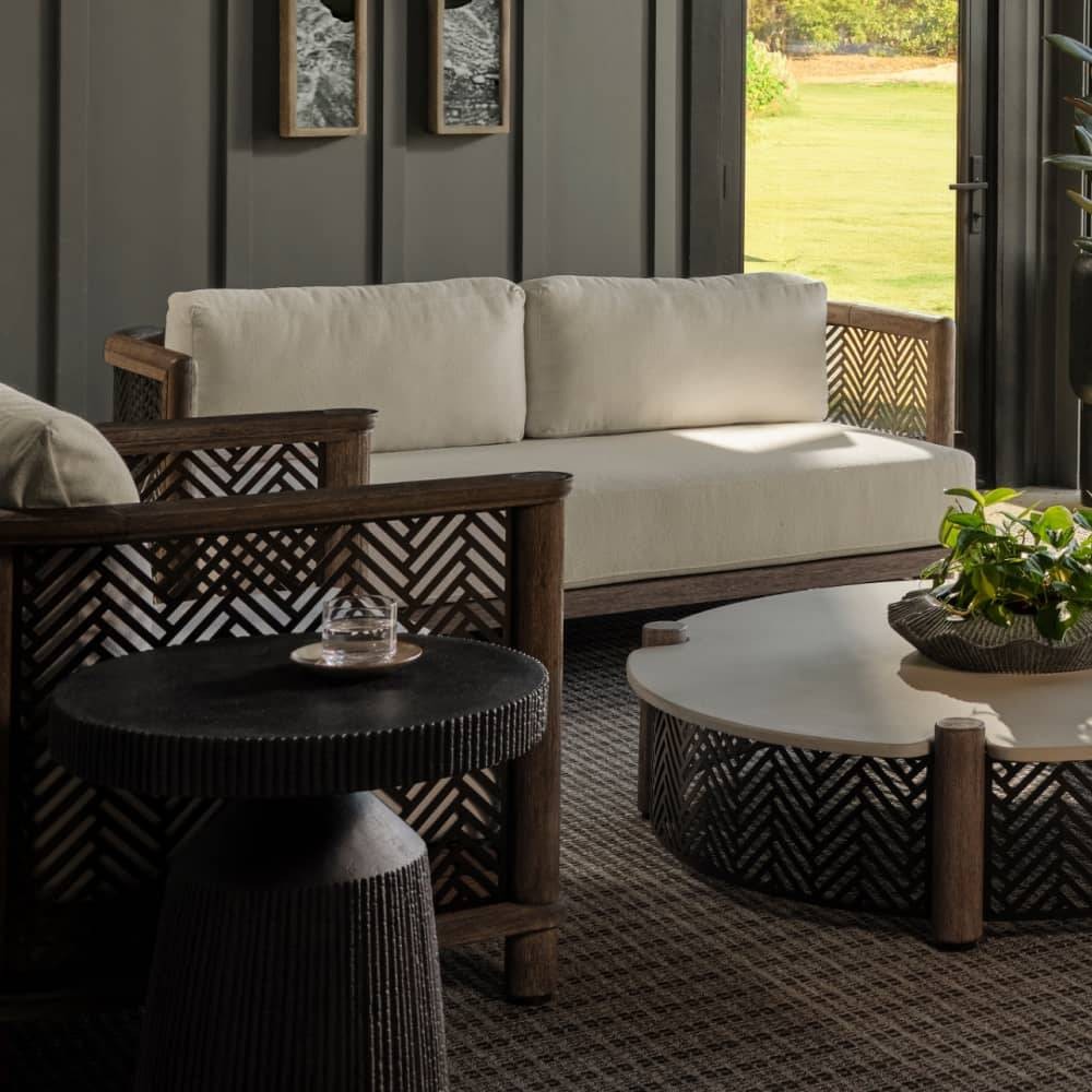 Arteriors - FFS07 - Outdoor Sofa - Emoto - Pearl/Aged Bronze