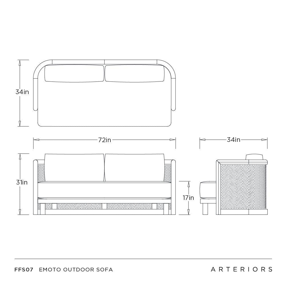 Arteriors - FFS07 - Outdoor Sofa - Emoto - Pearl/Aged Bronze